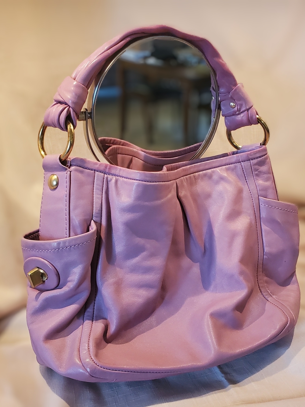 Coach F13412 Lavender Pink Leather Hobo Shoulder Bag